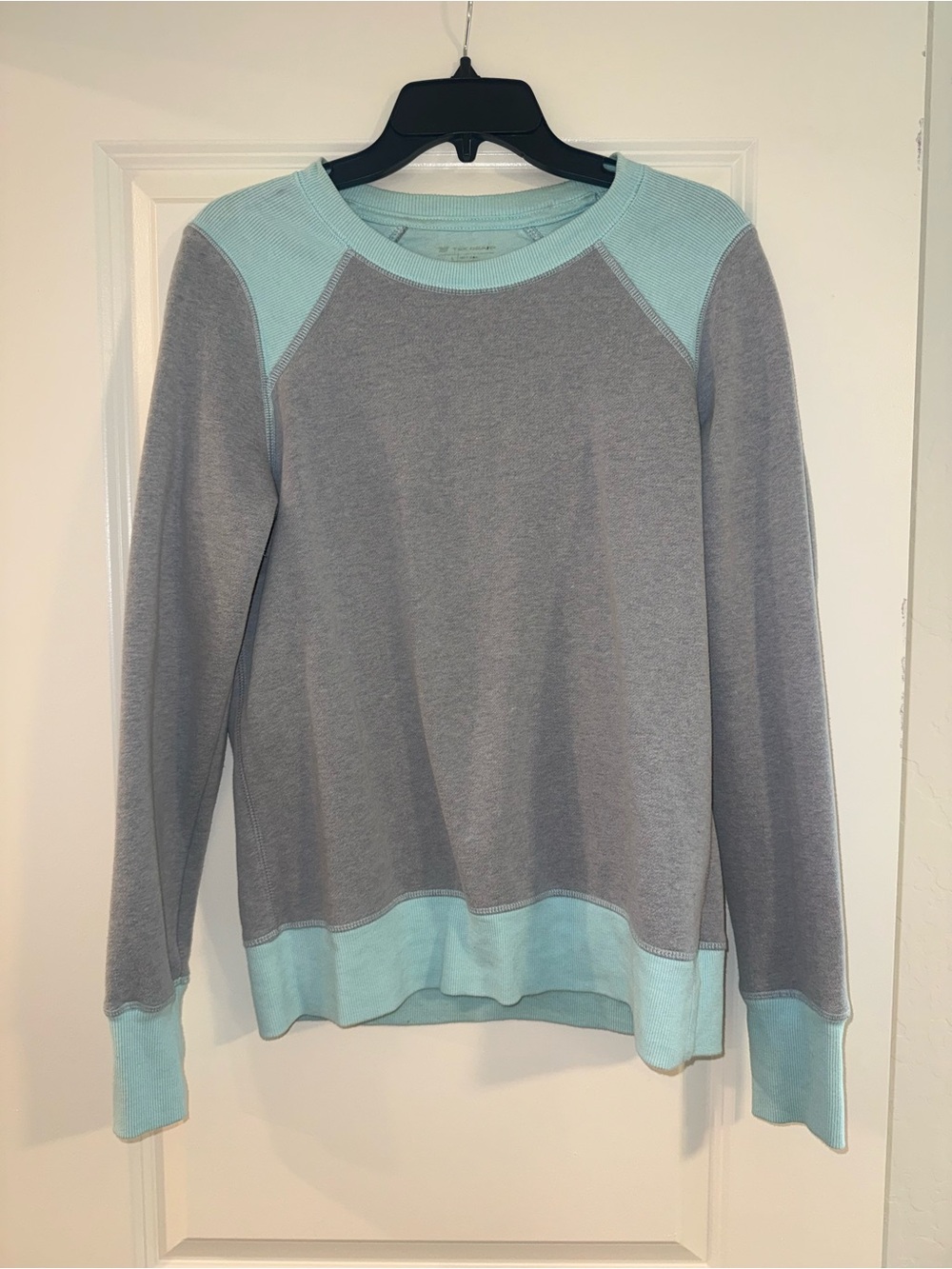 tek gear Gray Crewneck Sweater with Light Blue Trim